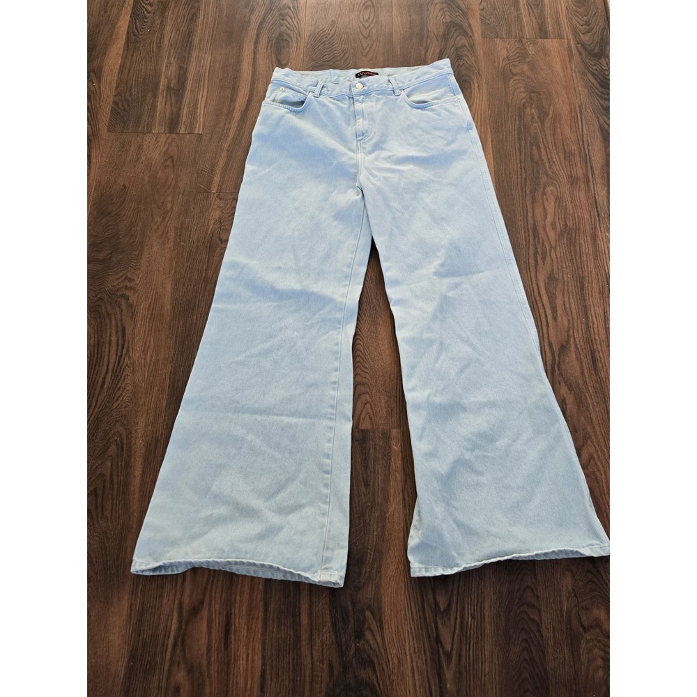 LU'U DAN Washed Blue Phat Baggy Denim Jeans Pants Ludan Mens 34